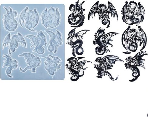 قوالب سيليكون راتينج التنين قوالب الصب لمشروع شمعة معلقة على شكل سلسلة مفاتيح ذاتية الصنع in Kuwait