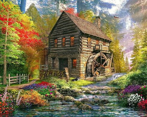Springbok's 1000 Piece Jigsaw Puzzle Mill Cottage - Made in USA in Saudi Arabia