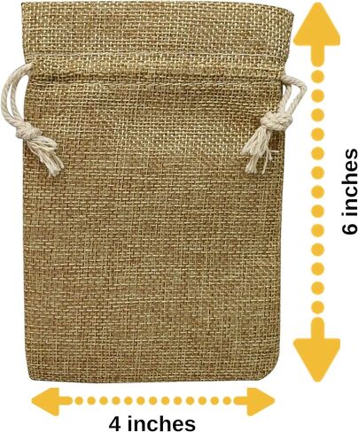 50 كيسًا صغيرًا من الخيش برباط، حقيبة هدايا ريفية مقاس 4x6 بوصة - حقائب هدايا صغيرة لعيد الميلاد المجيد، حقائب تغليف هدايا العطلات، هدايا حفلات الزفاف، حقائب المجوهرات والمكافآت in Kuwait
