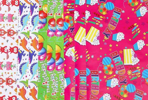 u'cover ورق تغليف هدايا عيد الميلاد عيد ميلاد سعيد 4 أنماط ورق تغليف الهدايا لصندوق الهدايا ملفوف للفتيات والأولاد والأطفال والنساء 10 أوراق مطوية 20 * 29 بوصة in Kuwait