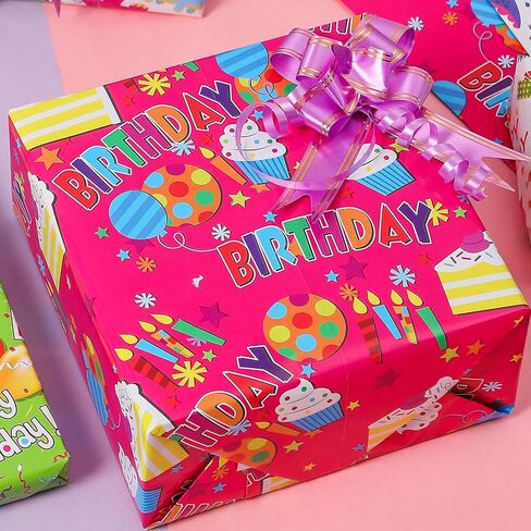 u'cover ورق تغليف هدايا عيد الميلاد عيد ميلاد سعيد 4 أنماط ورق تغليف الهدايا لصندوق الهدايا ملفوف للفتيات والأولاد والأطفال والنساء 10 أوراق مطوية 20 * 29 بوصة in Kuwait