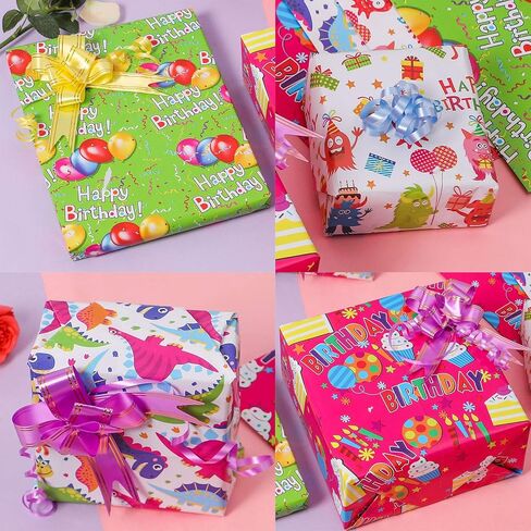 u'cover ورق تغليف هدايا عيد الميلاد عيد ميلاد سعيد 4 أنماط ورق تغليف الهدايا لصندوق الهدايا ملفوف للفتيات والأولاد والأطفال والنساء 10 أوراق مطوية 20 * 29 بوصة in Kuwait