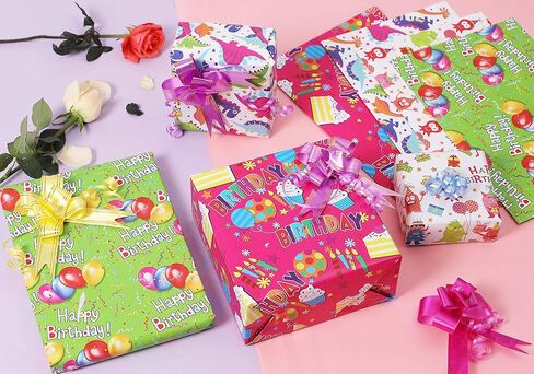 u'cover ورق تغليف هدايا عيد الميلاد عيد ميلاد سعيد 4 أنماط ورق تغليف الهدايا لصندوق الهدايا ملفوف للفتيات والأولاد والأطفال والنساء 10 أوراق مطوية 20 * 29 بوصة in Kuwait
