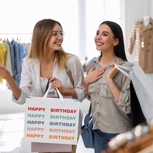 Moretoes 2 Pack Birthday Gift Bags Matching Tissue Paper and Cards, Pretty Rainbow Gift Bags Happy Birthday Gift Bags for Men Women, 12.6" x 10.25" x 4.7" in Saudi Arabia