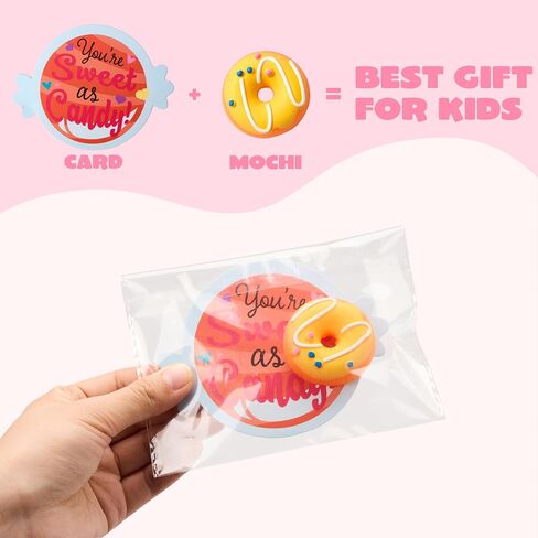 JOYIN 28 Packs Valentine’s Day Gift Cards with Candy Mochi Squishy Toys, Stress Relief Fidget Toys, Cute Squeeze Toys for Kids Valentine's Party Favors, Classroom Gift Exchange and School Reward in Saudi Arabia