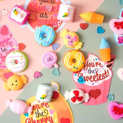 JOYIN 28 Packs Valentine’s Day Gift Cards with Candy Mochi Squishy Toys, Stress Relief Fidget Toys, Cute Squeeze Toys for Kids Valentine's Party Favors, Classroom Gift Exchange and School Reward in Saudi Arabia