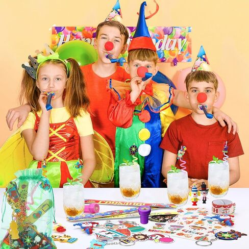 134 Pcs Circus Party Favors Set Circus Slap Bracelets Cute Clown Toys Keychains Straws Stampers Tattoos Stickers Organza Bags for Circus Carnival Birthday Party Baby Shower Decorations Supplies in Saudi Arabia