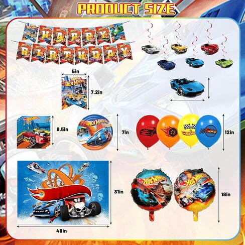 165 PCS Car Birthday Party Supplies Includes Backdrop, Balloon, Invitation Cards, Taableware in Saudi Arabia