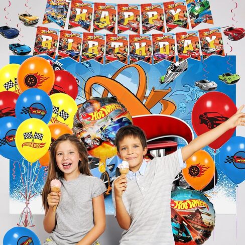 165 PCS Car Birthday Party Supplies Includes Backdrop, Balloon, Invitation Cards, Taableware in Saudi Arabia