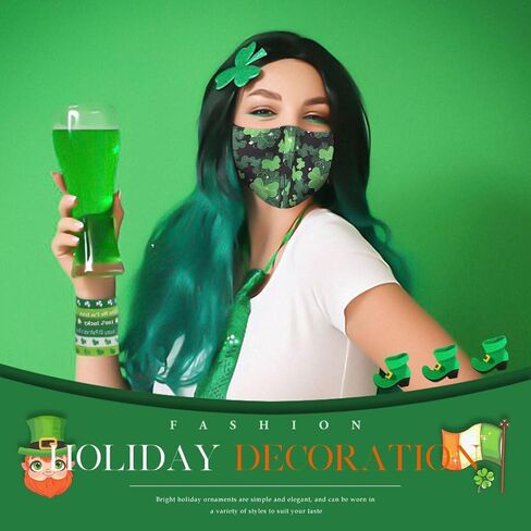 أساور ACEDRE لعيد القديس باتريك، سوار معصم أيرلندي، سوار مطاطي أخضر شامروك، هدايا الحفلات لإكسسوارات عيد القديس باتريك للنساء والرجال (B-Green 6PCS) in Kuwait