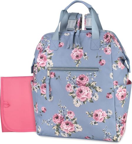 Wide Open Frame Diaper Bag Backpack and Nappy Travel Bag Tote with Changing Pad, Stroller Straps in Saudi Arabia