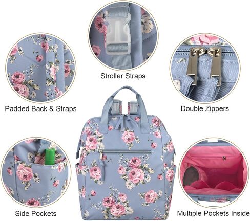 Wide Open Frame Diaper Bag Backpack and Nappy Travel Bag Tote with Changing Pad, Stroller Straps in Saudi Arabia
