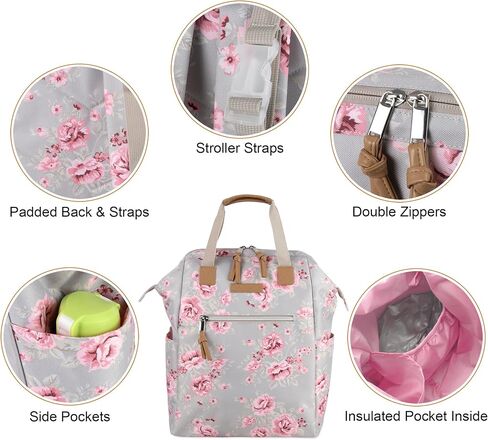 Wide Open Frame Diaper Bag Backpack and Nappy Travel Bag Tote with Changing Pad, Stroller Straps in Saudi Arabia