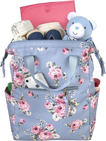 Wide Open Frame Diaper Bag Backpack and Nappy Travel Bag Tote with Changing Pad, Stroller Straps in Saudi Arabia