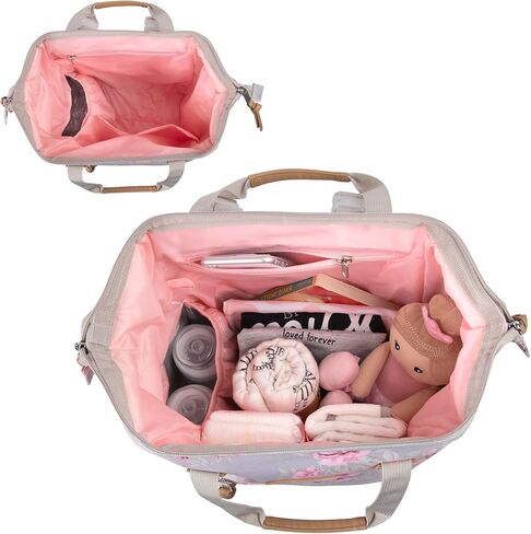 Wide Open Frame Diaper Bag Backpack and Nappy Travel Bag Tote with Changing Pad, Stroller Straps in Saudi Arabia