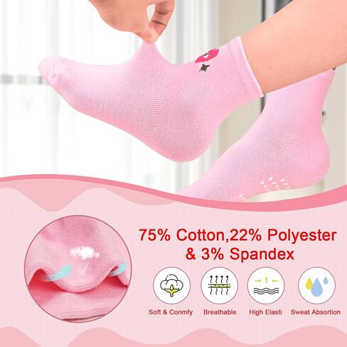SkiBeaut Baby Toddlers Girls Socks, 12 Pairs Non Slip Kids Grips Toddler Grippy Girl House Socks with Grippers for 0-7 Years in Saudi Arabia