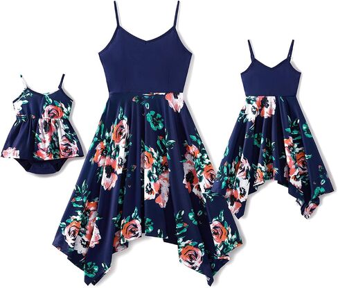 IFFEI Family Matching Sets Sunflower Print Sling Dresses for Mom and Me Matching Outfits in Saudi Arabia