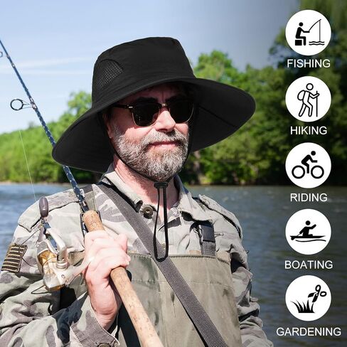 6 Pack Mens Sun Hats with UV Protection Waterproof Wide Brim Bucket Safari Hat for Men Women Foldable Sun Hats for Fishing Hiking Garden Safari Camping, 6 Colors in Saudi Arabia