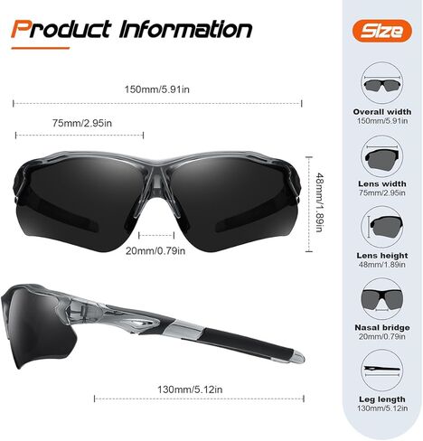 FAGUMA Polarized Sports Sunglasses for Men Women Fishing Cycling Running Golf Motorcycle TR90 Frame UV400 in Kuwait