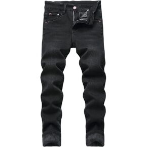 Boy's Fleece Lined Jeans Winter Jeans Thermal Thick Stretchy Skinny Fit Fashion Casual Denim Jeans Pants