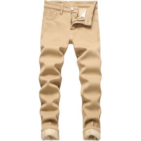 Boy's Fleece Lined Jeans Winter Jeans Thermal Thick Stretchy Skinny Fit Fashion Casual Denim Jeans Pants