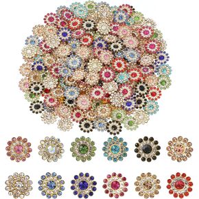 150Pcs Sunflower Sew on Gold Rhinestones 14mm Crystal Flower Embellishments for Crafts Clothes Wedding Dresses Caps Shoes Bags DIY Brooches Nail Decoration Sewing Accessories
