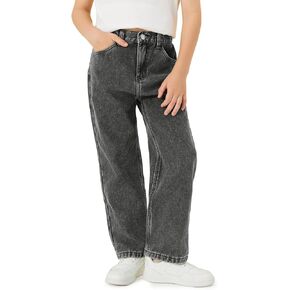 Haloumoning Boy's Thermal Fleece Lined Jeans Kids Elastic Waist Straight Leg Denim Pants with Pockets