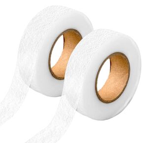 Thinp 2 Rolls Hemming Tape,3/5 inch X 22 Yards Iron On Hemming Tape for Pants Stitch Witchery Hemming Tape Adhesive Hem Tape No Sew Hemming Tape for Curtains Dresses DIY Crafting Projects (White)