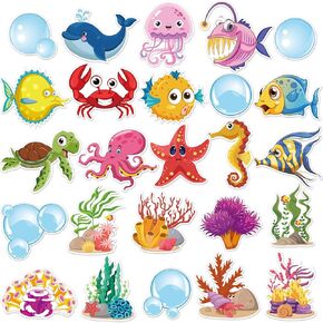 Fish Cutouts Paper Tropical Fish Ocean Animal Cut-Outs with Glue Point Dots Under The Sea Bulletin Board Classroom Decorations for Summer Ocean Themed Party Decorations