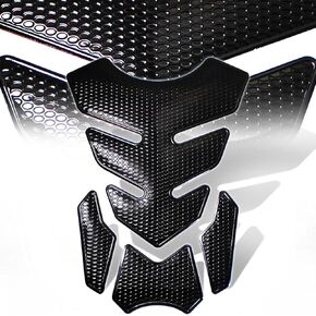 3D 4-Piece Customize Fuel Tank Pad Decal / Sticker Perforated Black w/Black Trim
