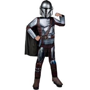 Star Wars The Mandalorian Official Youth Costume - Premium Quality Padded Jumpsuit with Plastic Mask and Detachable Cape