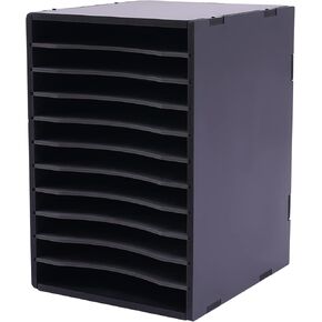 Vertical Desktop Sorter 11 Slots, Mail Organizer Vertical File Organizer, PVC Paper Sorter Organizer with 11 Adjustable Compartments, Construction Paper Storage Mailbox for Home Office