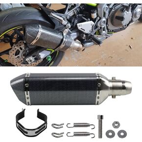 Sporacingrts Carbon Fiber Muffler - 1.5-2" Inlet with Removable DB Killer for Street/Sport Motorcycles & Scooters (38-51mm Diameter)