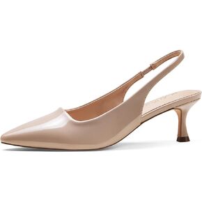 Elisabet Tang 1.96IN Trendy Closed Toe Slingback Kitten Heels for Women Low Dressy Pumps Wide Width Sexy for Prom