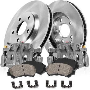 Callahan Front Calipers and Replacement Brake Disc Rotors and Ceramic Brake Pads + Hardware Brake Kit For 2009 Ford F-150 6 Lug Base Payload Package
