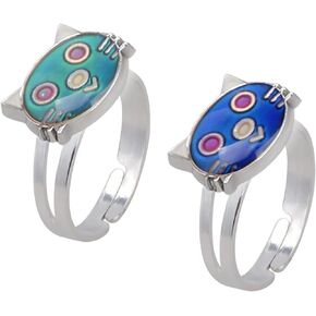 Acchen Mood Ring Heart Shaped Changing Color Emotion Feeling Finger Ring 2 Pcs with Box