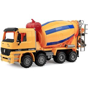 Liberty Imports 14" Oversized Cement Mixer Truck Toy - 1:22 Scale Friction Powered Construction Vehicle for Kids, Realistic Rotating Drum, Durable Big Truck for Pretend Play, Sandbox, and Outdoor Fun