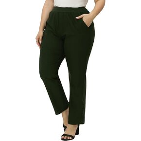 Plus Size Pants Women Stretchy High Waisted Dress Pants Ease Into Comfort Pull-on Business Work Office Pant