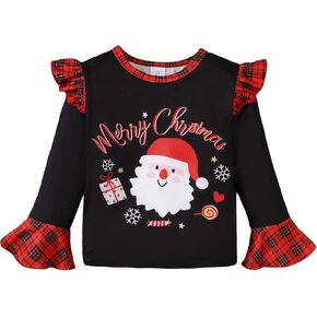 HOORGIN Girls Long Sleeve Shirts Cute Ruffle Shoulder Crewneck for Fall Toddler Girl Clothes