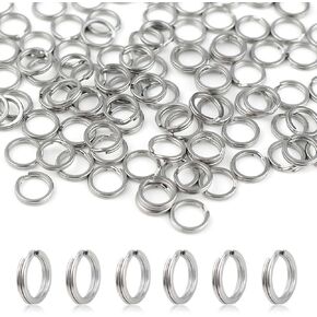 100 Pieces Mini Key Rings Mini Split Jump Ring with Double Loops Small Keys Rings Jewelry Split Rings Small Metal Rings for Crafts DIY Double Jump Rings for Jewelry Making Jewelry Connectors (Silver)