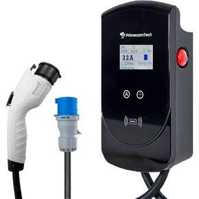 for Europe&Asia Type1 (J1772 US) Smart Electric Vehicle EV Wall Charging Station - Level 2 EVSE- 220/240 Volt- 32&40 Amps Electric Car Charger, Plug-in 7.5 Meter(6.5+1) (CEE Plug, 32 Amp)
