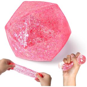 Fidget Cube Stress Balls, Ice Sensory Squishy Toys Stress Cube for Kids and Adults Anxiety Relief, Malt Sugar Squishy Ball Fidget Toys, Squeeze Cube Stress Toy for Students Calming (Red)