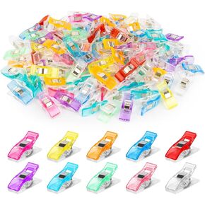 100 Pcs Sewing Clips for Fabric - RAINFLOW Little Plastic Clip Quilting Accessories and Supplies Notions Multi-Color Crafting Tools for Sewer Frabrics,Bags,Chips,Photos