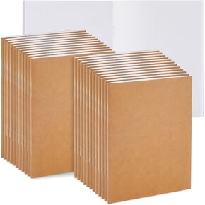 24 Pack Blank Notebook Bulk, Brown Unlined Kraft Paper Journals for Kids Drawing, Sketching, Sketchbooks for Students to Write Stories, Classroom Supplies - A6 4x6 inch Small