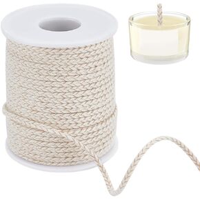 BENECREAT 54.68 Feet of 2.8mm (0.11Inches) Braided Candle Wick Spool, Cotton Candle Wick Roll, Candles Replacement Wick Roll, Braided Round Candle Wick for Candle DIY Craft Making