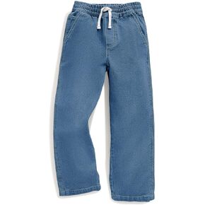 Haloumoning Boys Jeans Drawstring Elastic Waist Demin Pants Winter Fleece Stretch Pants 4-14 Years
