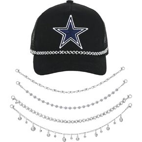 4 Pcs Trucker Hat Chains Bill Decoration Trucket Hat Charms DIY Metal Chains for Mesh Baseball Cap Accessories Chain