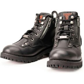 Milwaukee Leather MBL9335 Women's Premium Black Leather Low Cut Lace-Up Motorcycle Riding Boots w/Zipper Closure - 8.5
