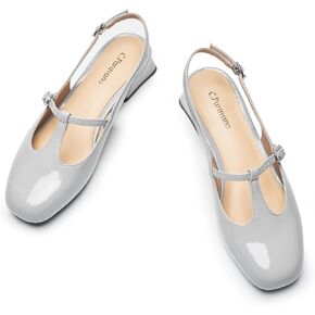 C.Paravano Mary Jane Slingback Pumps Round Toe Low Heel Mary Janes T Strap Slingback Heels Block Heel Mary Janes for Women Sling Back