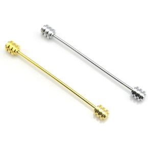 2 Pieces Collar Pin Collar Bar Collar Bar Pin Shirt Collar Bar Tie Pins Necktie Pins Clip Clasp Lapel Stick Brooch Screw Design Shirt Collar Bar for Men Wedding Business(Silver, Golden)